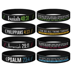 1pc/4pcs psalm philippians jeremiah isaiah Bible verse rubber Wristbands Silicone bracelets