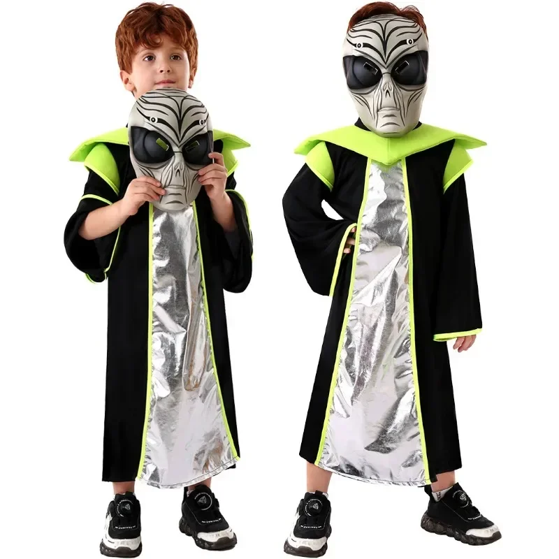 Carnival Party Child Adult Deluxe All-powerful Leader Out Space Scary Alien Costume for Kids Robe Halloween War Cosplay S M L