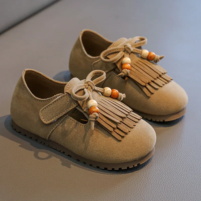 

Модные туфли на плоской подошве для девочек, повседневные детские школьные туфли Мэри Джейн в стиле ретро, детские кожаные туфли с мягкой подошвой и кисточками, простые