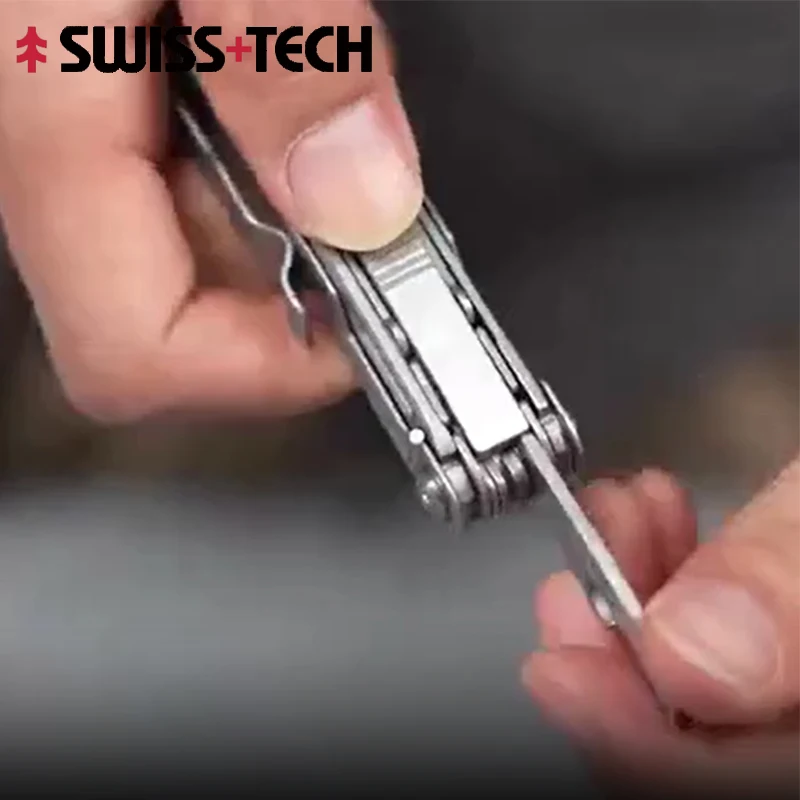SWISS TECH 11 in 1 Mini Knife Multitool Pocket Knife EDC Outdoor Camping Survival Folding Multi Tool Scissors Screwdriver