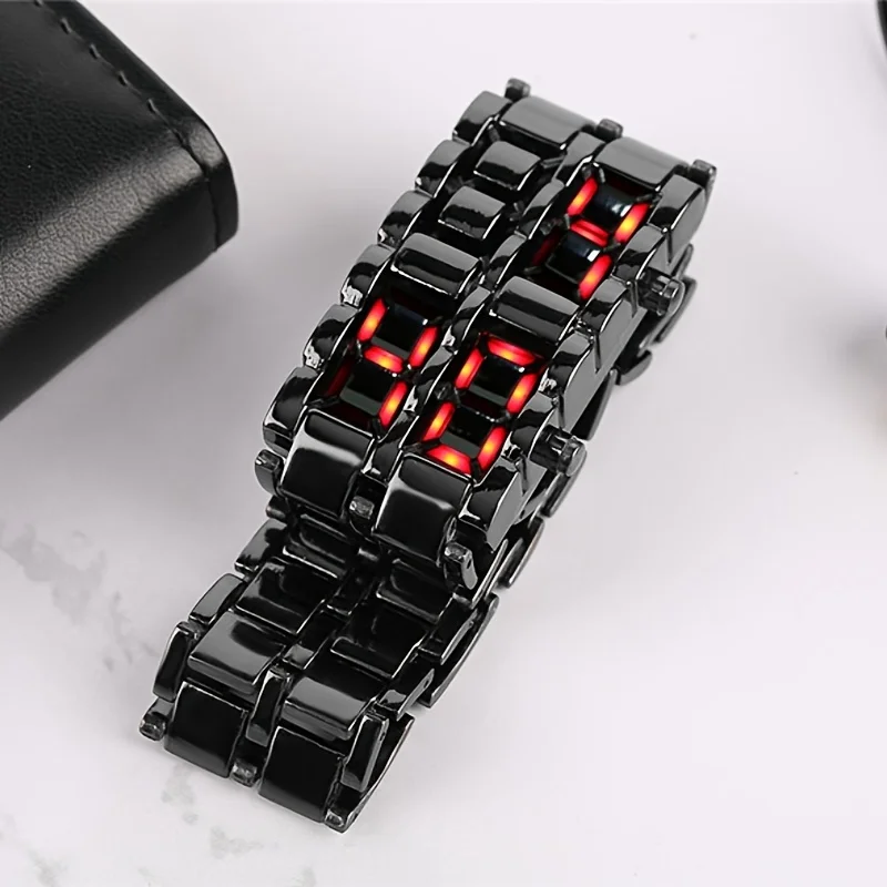 LED Display Electronic Watch Novelty Red Blue LED Lava Digital Wristwatch For Women Men