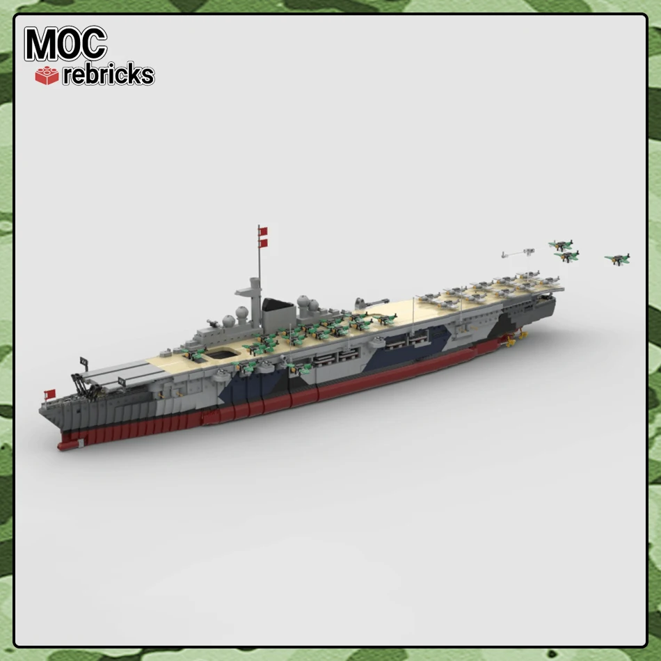 MOC WW2 Military Graf Zeppelin Aviation Warship German Navy War Weapon Building Block Set DIY Toys for Kid Christmas Gifts