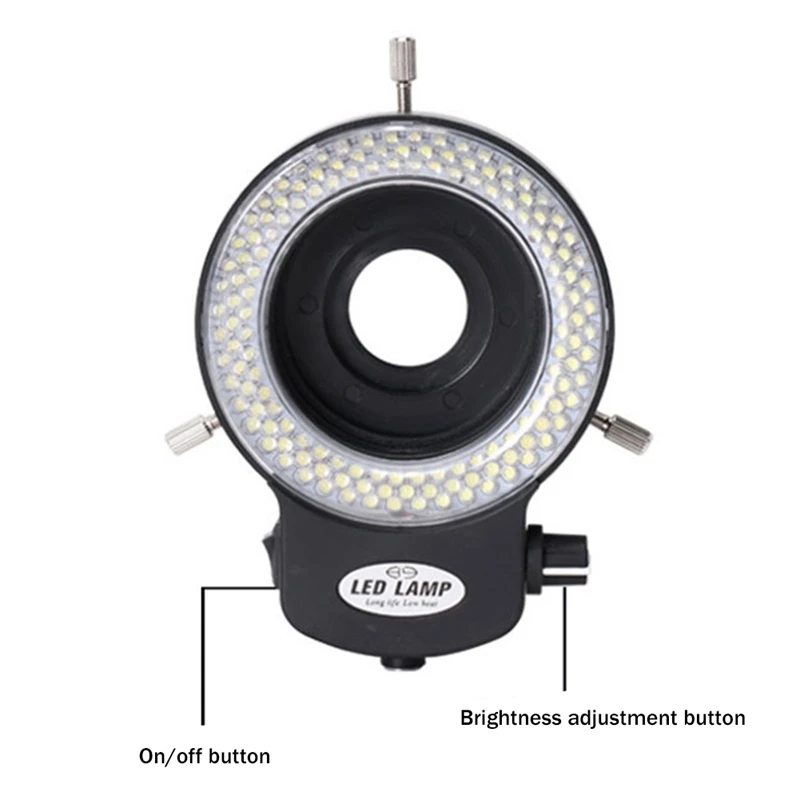 Microscope Light- Ring Light Adjustable 144 Lamp Beads LED Light Source Industrial Microscope Ring Illuminator -EU Plug