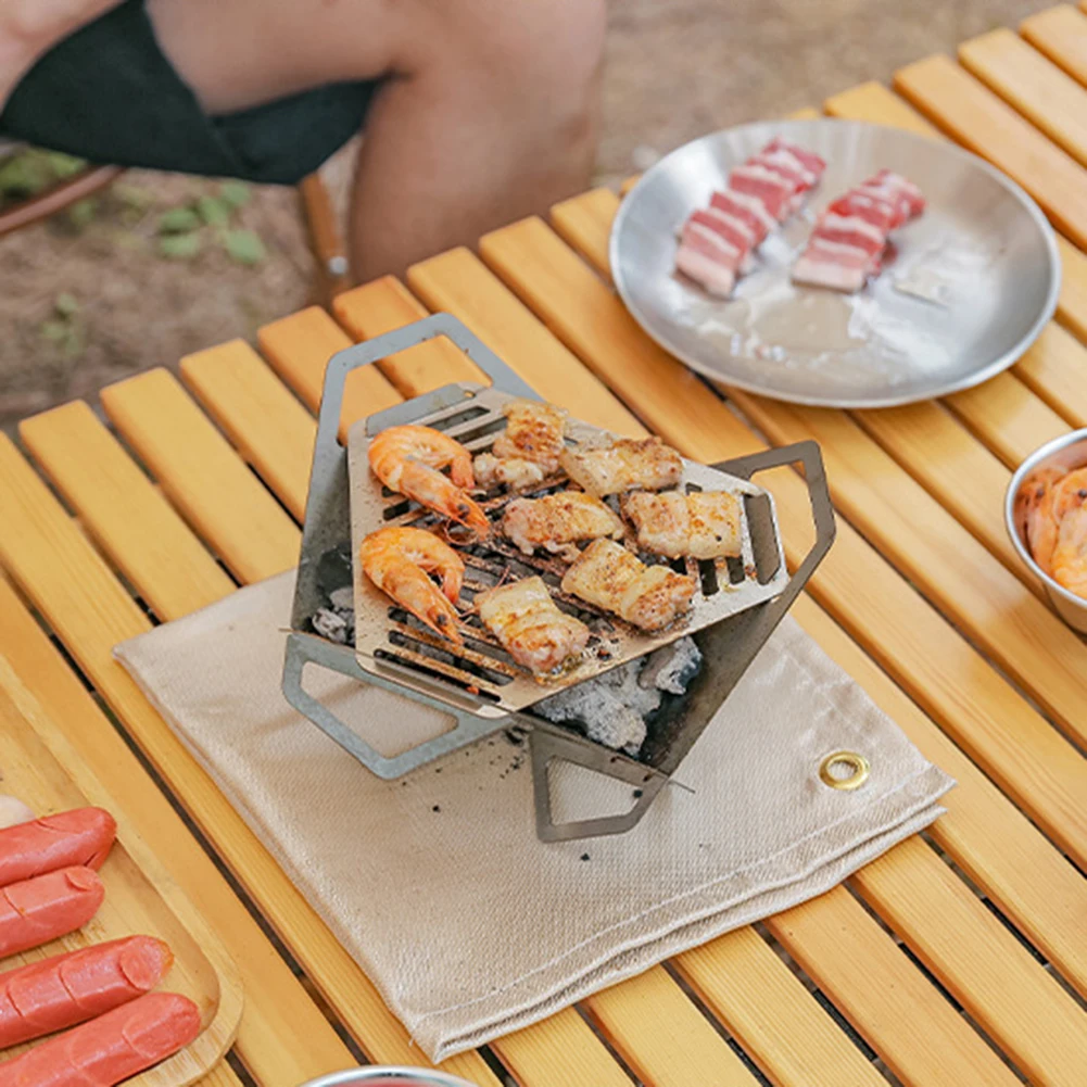 

Stainless Steel Outdoor Camp BBQ Grill Multifunction Barbecue Foldable Rack Camping Picnic Campfire Cooking Stoves Heating Stove