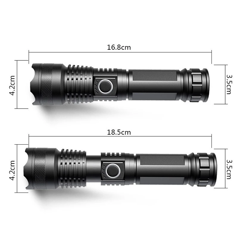 Outdoor lighting waterproof strong light P50 portable long-range emergency multifunctional LED rechargeable flashlight