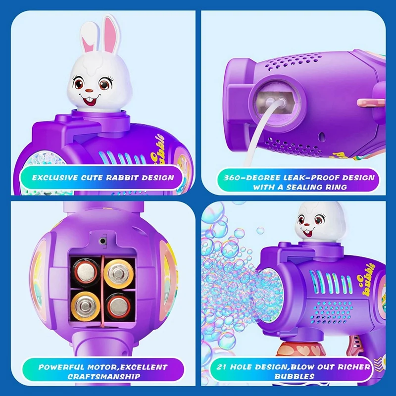 Bunny Bubble Machine สําหรับเด็ก, เครื่องทําฟองอัตโนมัติ, ของขวัญวันเกิด, ของชําร่วยงานปาร์ตี้สําหรับเด็กหญิงตัวเล็ก ๆ ทนทาน ใช้งานง่าย