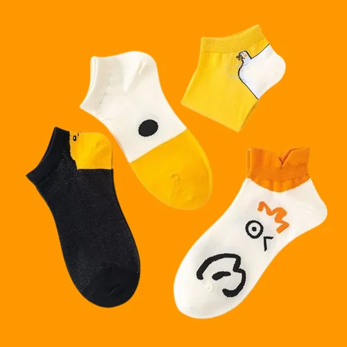 

5/10 Pairs Spring and Summer Socks Women's Boat Socks Shallow Mouth Low-top Socks Cartoon Duck Creative Personality Socks