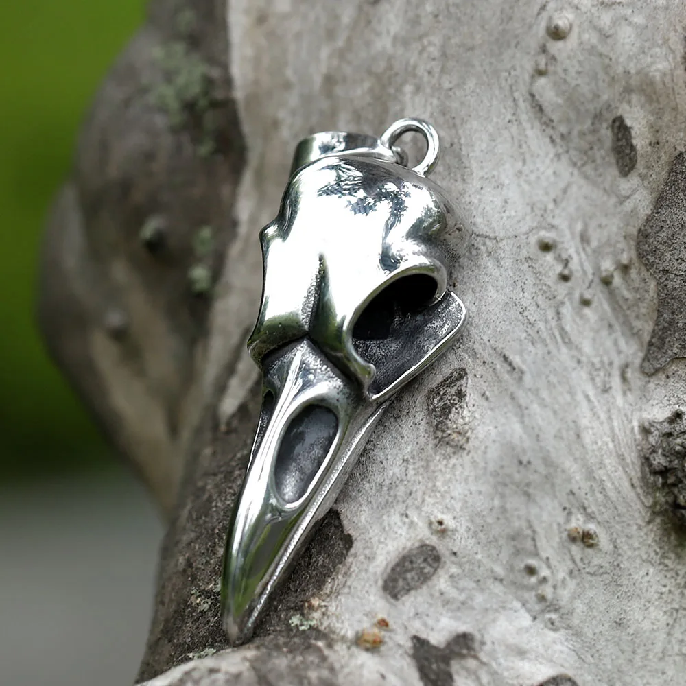 Neue Herren 316l Edelstahl Vintage Odin Norse Wikinger Amulett Krähen kopf Anhänger Halskette Schmuck Geschenk versand kostenfrei