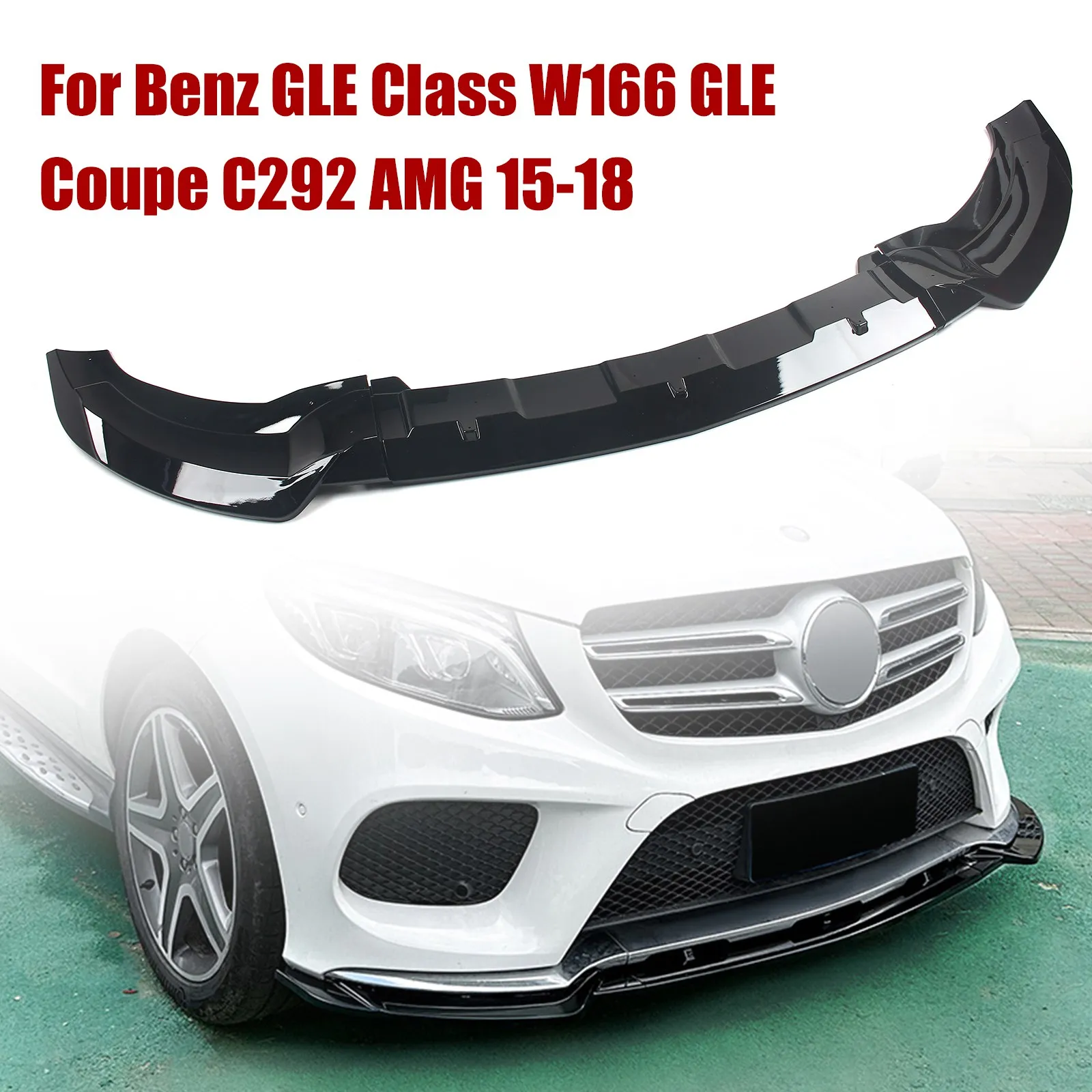 Glossy Black Car Front Bumper Splitter Lip For Benz W166 GLE Coupe C292 2015-2018 AMG Carbon Look Diffuser Guard Protector - Image 3