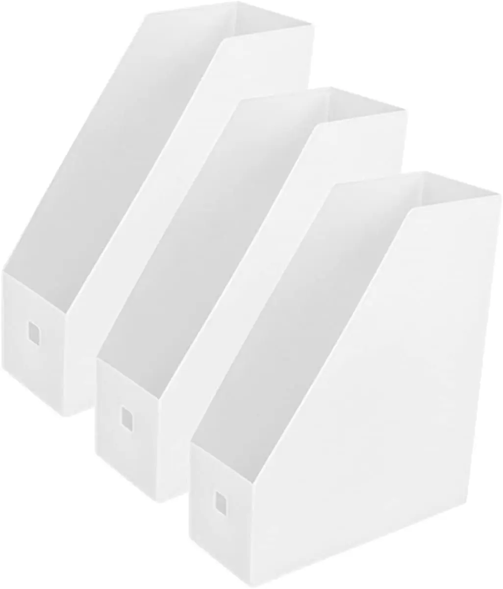 3 قطع من صندوق مستندات الملفات البلاستيكي، منظم التخزين، حامل المجلات عموديًا للمكتب