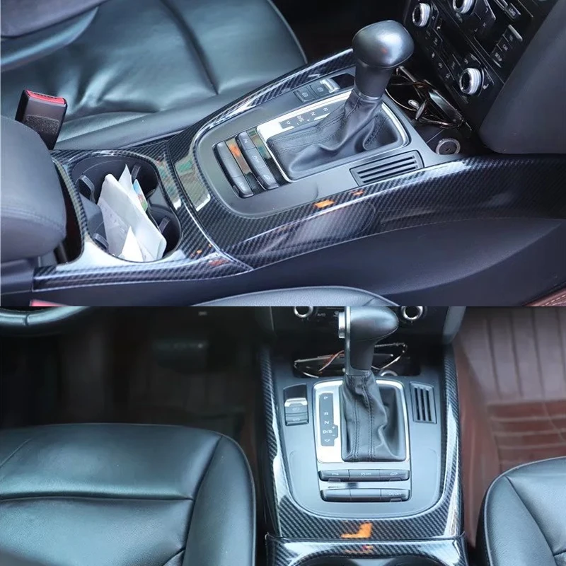 Carbon Fiber Color Car Console Armrest Gear Shift Decoration Frame Cover Trim For Audi Q5 2010 2011 2012 2013 2014 2015-2017