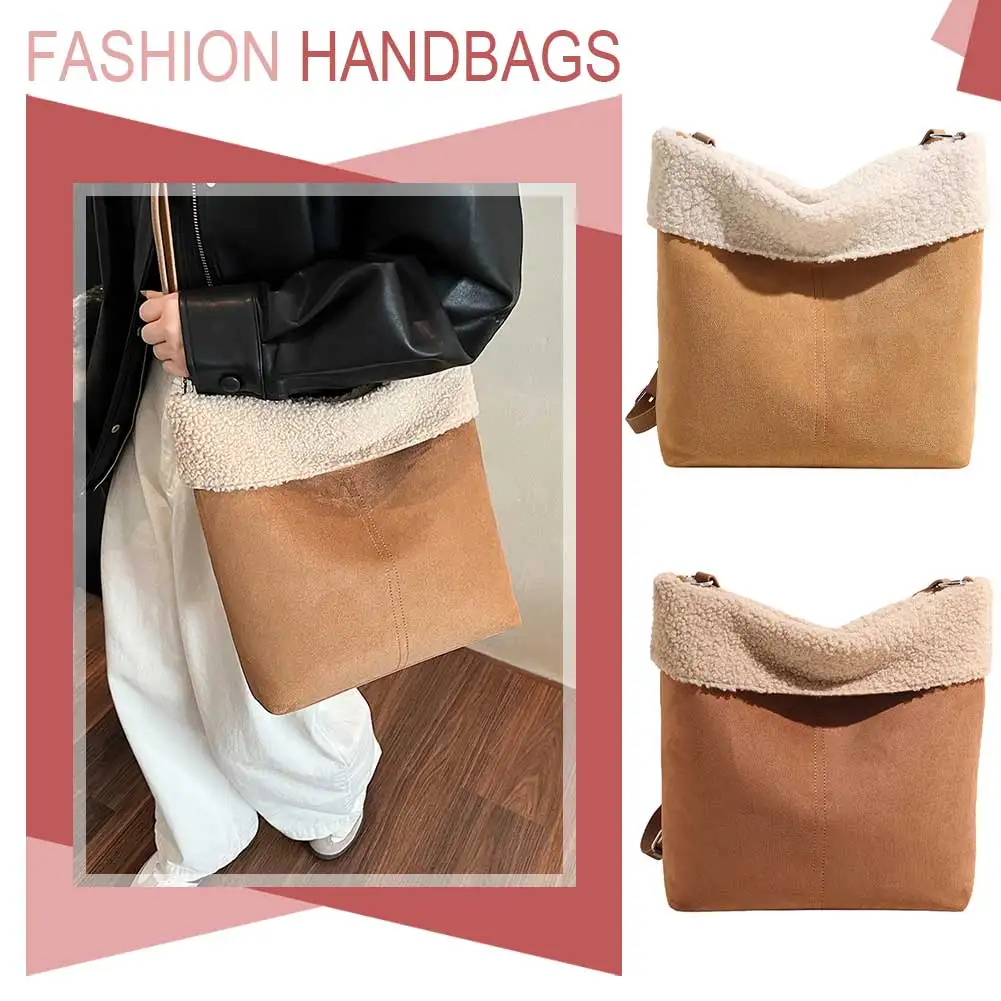 Женская замшевая сумка через плечо с внутренним карманом, сумка через плечо с регулируемым ремешком, сумка-портфель для работы, путешествий