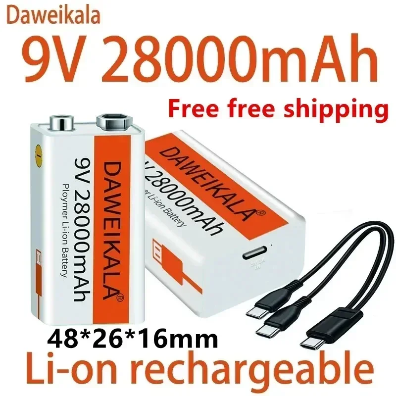 2023 9V 28000mAh li-ion Rechargeable battery Micro USB Batteries9 v lithium for Multimeter Microphone Toy Remote Control KTV use