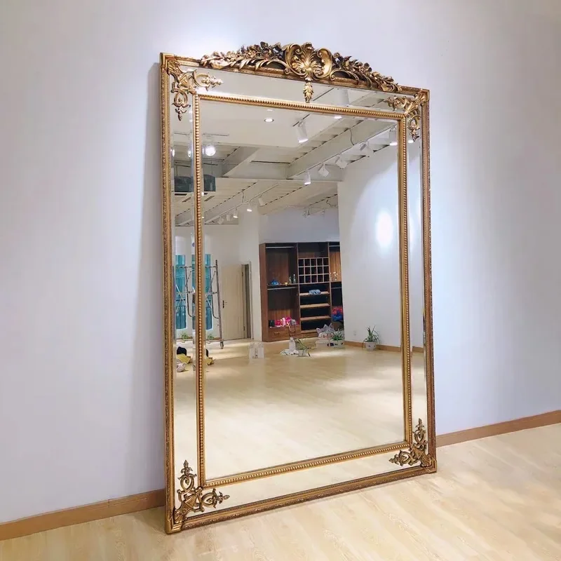 style bridal shop luxury golden landing Sculpture floor mirrors large decorative