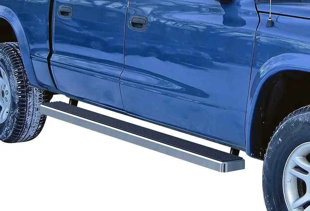 

Подносы для бега (боковые ступеньки Nerf Bars, ступеньки), совместимые с четырьмя кабелями Dodge Dakota 2000-2004 (серебристый, 5 дюймов, нержавеющая сталь 304)