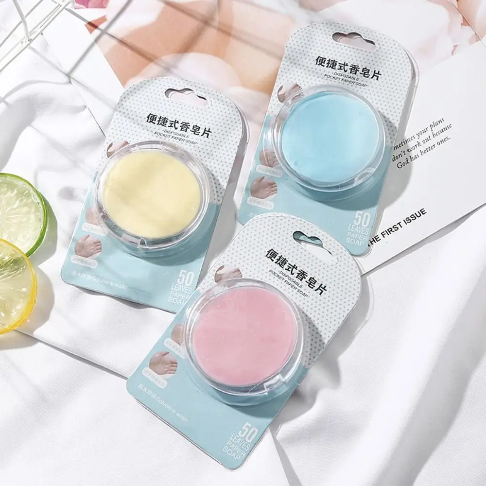 Mini Round Shape Paper Soap Fragrant Scented Slice Disposable Soap Flakes Boxed Soap Foaming Cleaning Soaps Business Trip