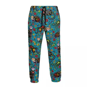 Men Sports Pants Male Casual Loose Trousers Calavera Sugar Skull Black Cats In Mexican Style The Day Of The Dead Sportpants