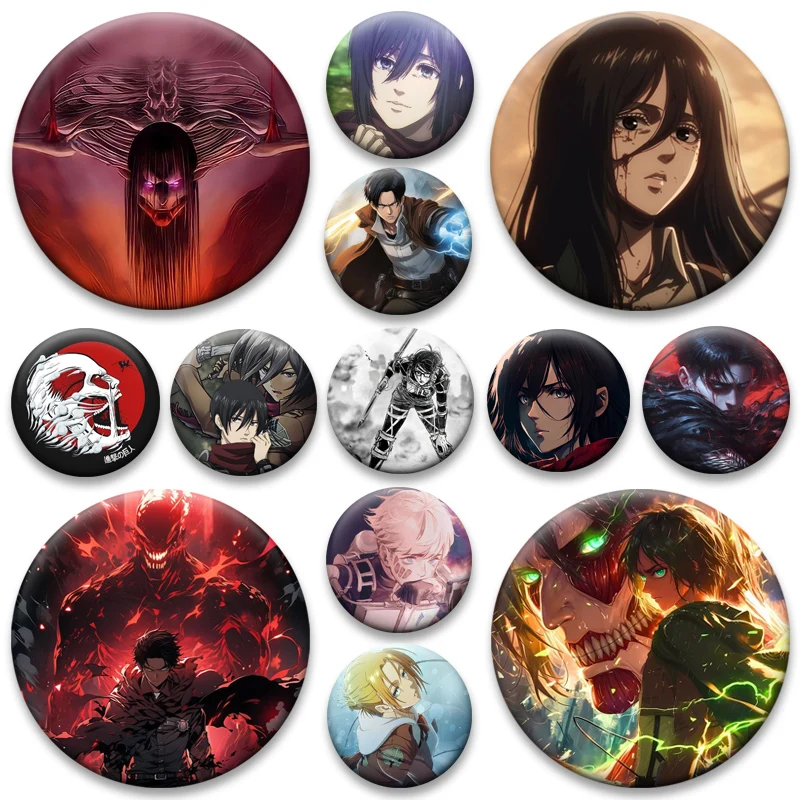 Anime Attack on Titan Brooches Exquisite Badge Eren Jäger Mikasa Ackerman Armin Arlert Levi Rivaille Rival Ackerman Cartoon Pins