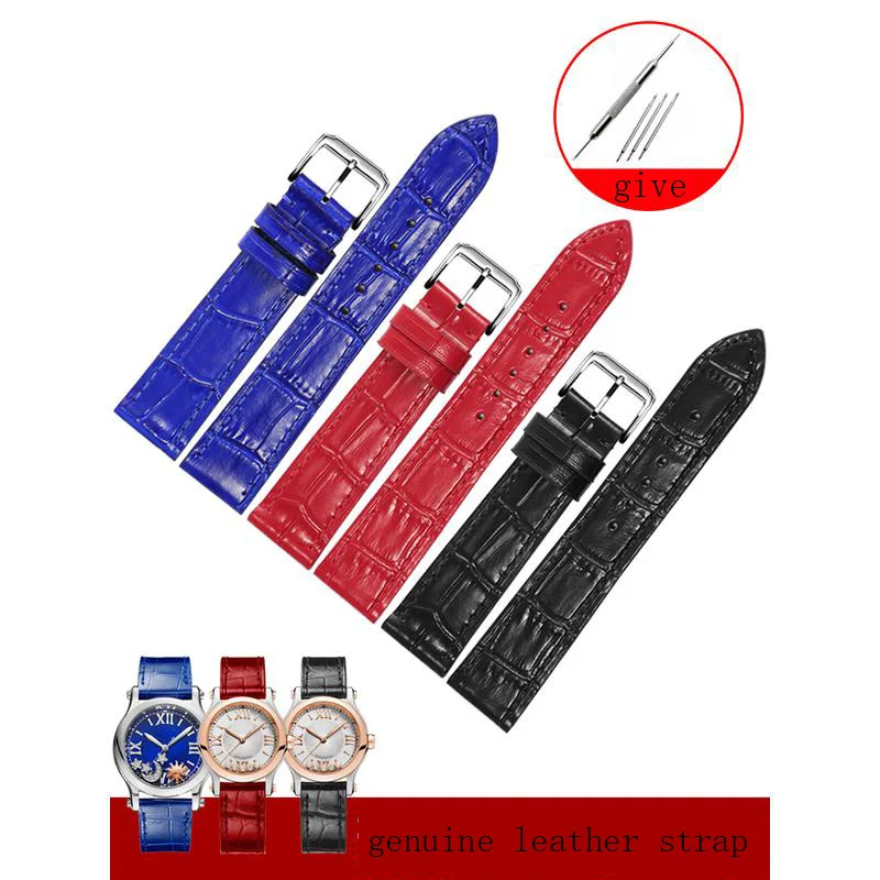 

YOPO Genuine Leather Watch Strap For Happy Sport Pin Buckle Accessories Women's Red Blue Watchband 16 18mm