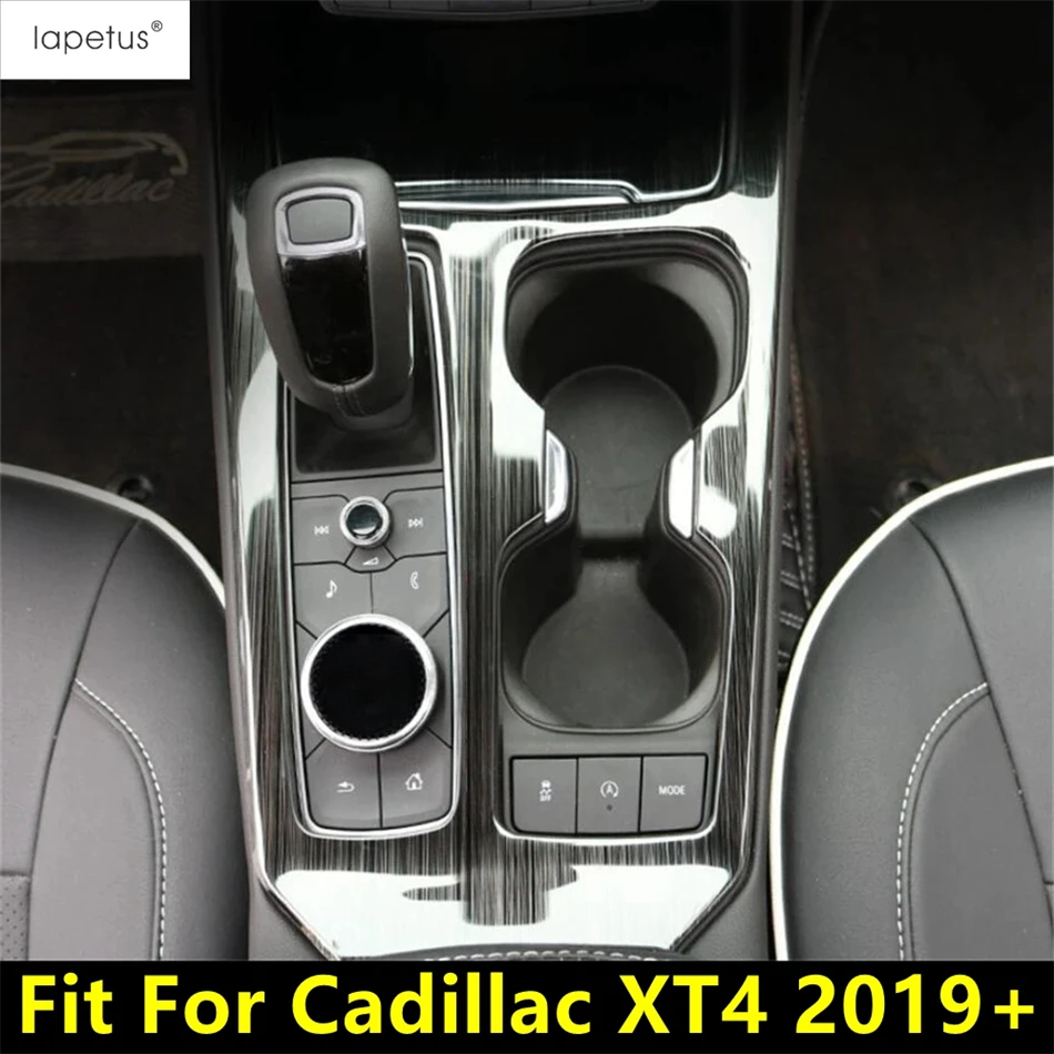 

Car Central Control Gear Shift Water Cup Holder Panel Cover Trim For Cadillac XT4 2019 - 2023 Silver / Black Brushed Accessories