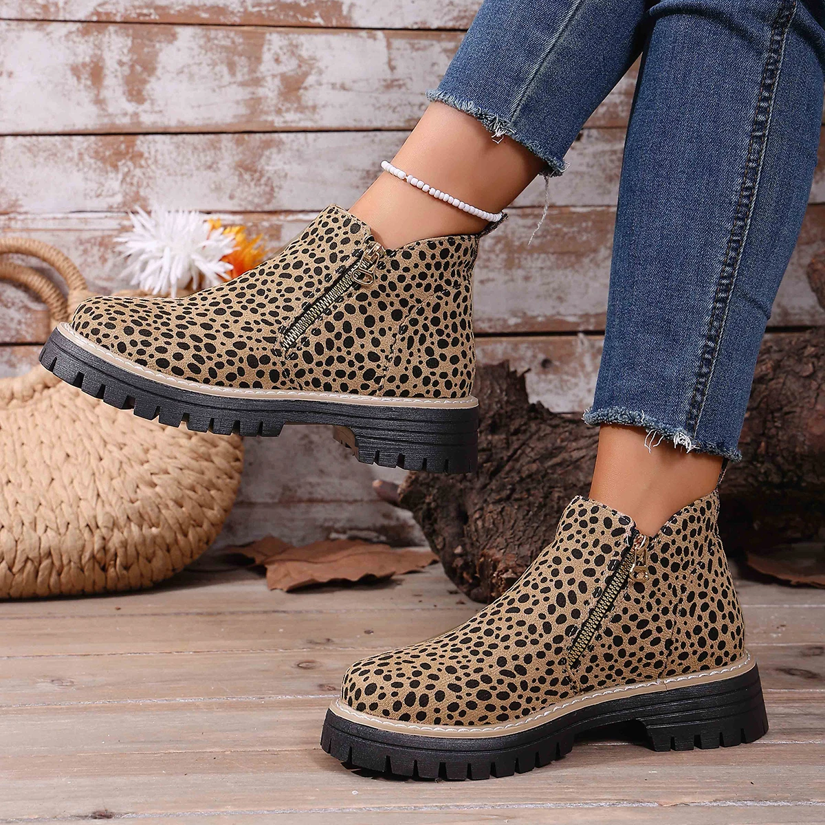 Leopard Zipper Ankl… - image