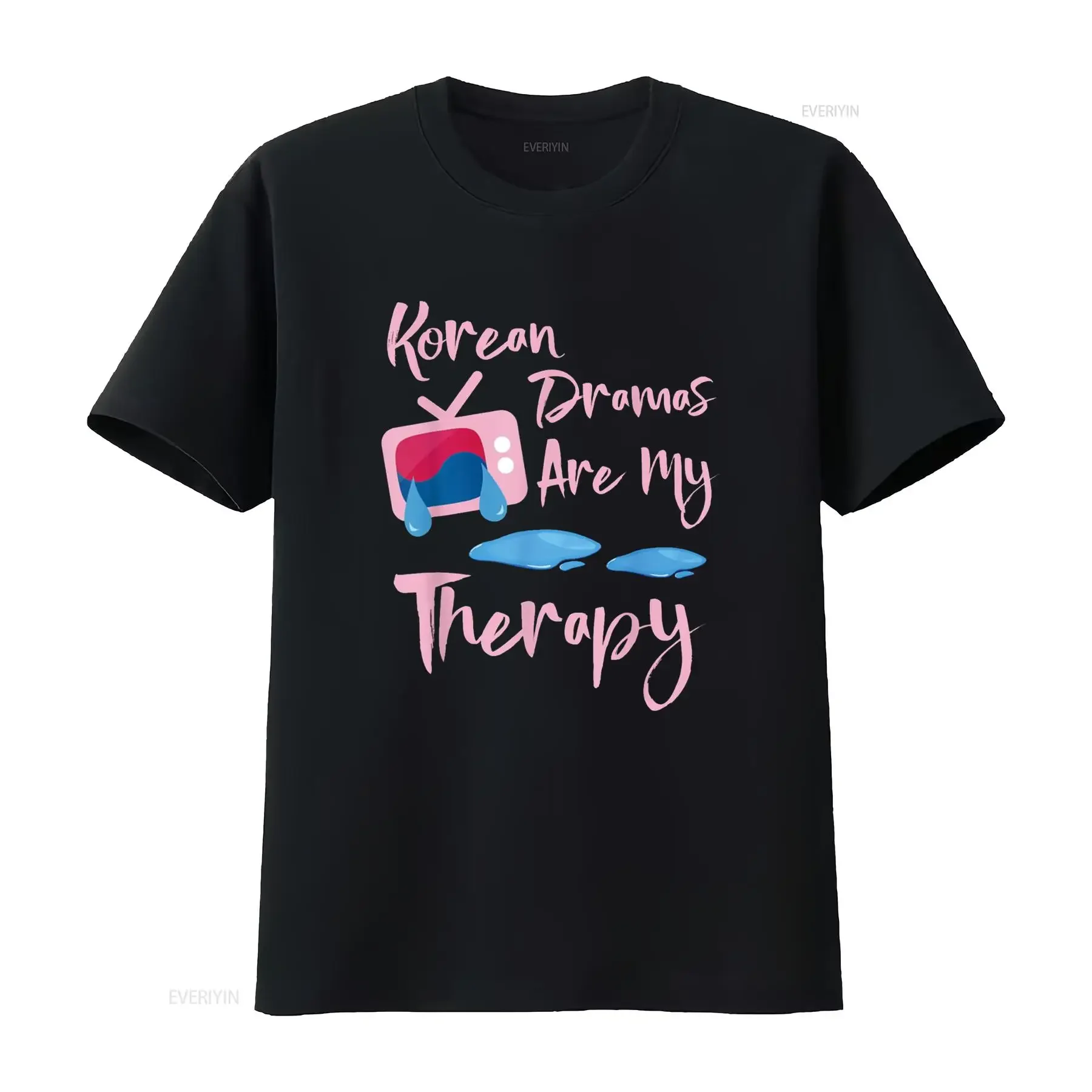 

Корейская футболка Dramas Are My Therapy Funny K Drama, винтажная стираная мягкая удобная повседневная модная слегка дизайнерская одежда