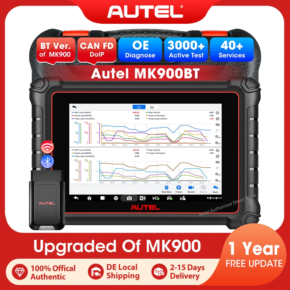 Image of Autel MaxiCOM MK900BT Kfz-Diagnosegerät Android 11 8-Zoll-Scanner 40+ Dienste CANFD DoIP Bidirektionales Automotive-Scan-Tool