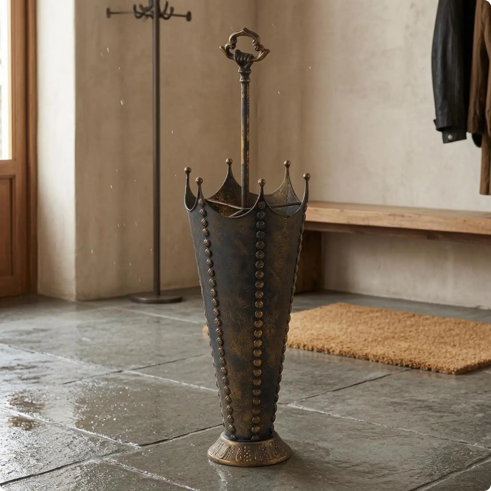 Metal Umbrella Stand Tapered Cone Shape Home Storage Pedestal Base for Shop
