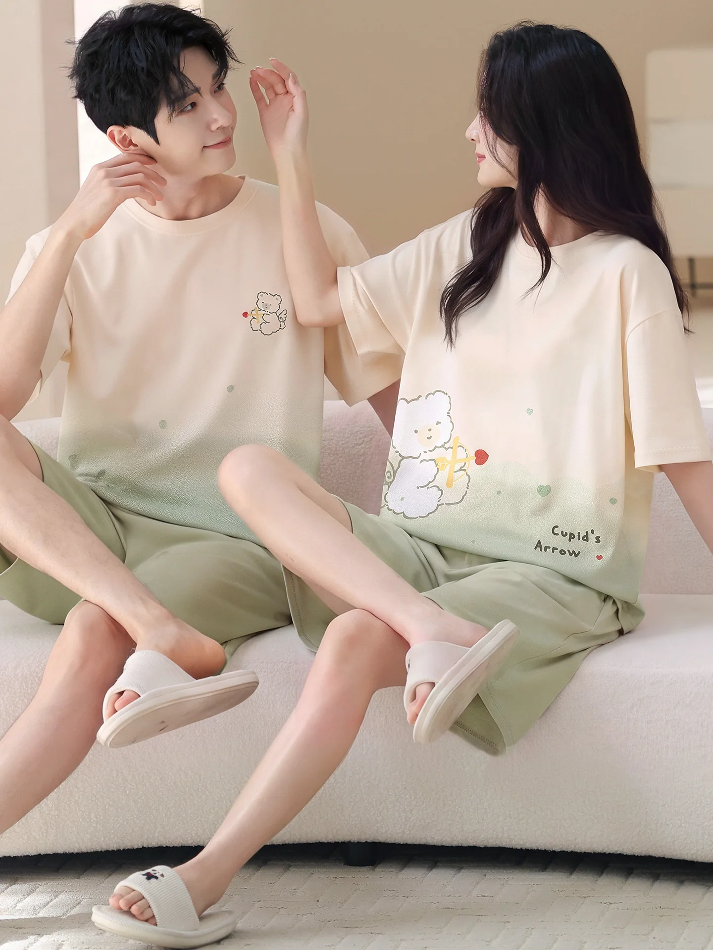 couples-summer-sleepwear-pure-cotton-short-sleeve-cartoon-cute-two-piece-thin-home-clothes-set-breathable-soft-cotton-pajamas