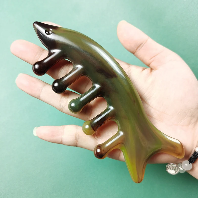 Resin Shark Shape Wide Teeth Comb Head Meridian Massage Acupuncture SPA Relax Traditional Chinese Gua Sha Therapy Health Tool