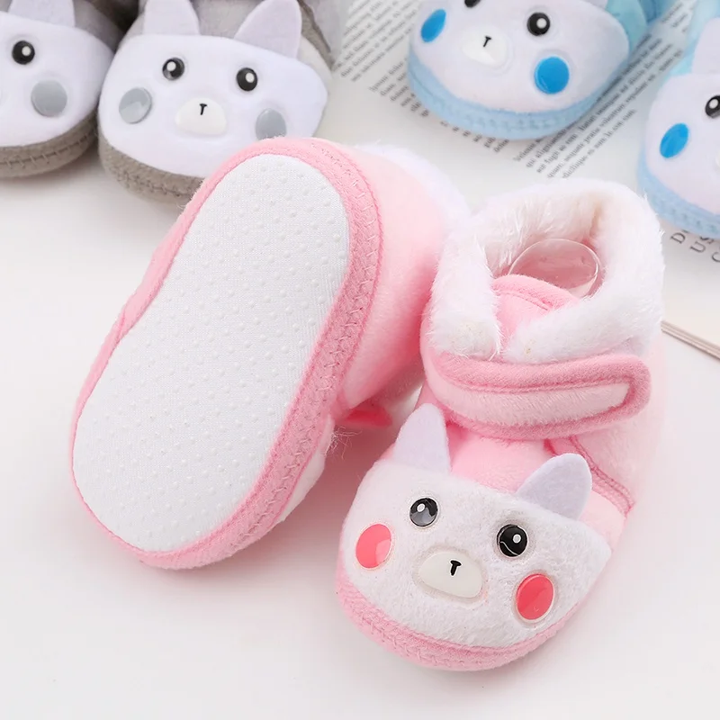 Winter Newborn Baby Boots Shoes Cute Cartoon Boy Girl Toddler Plush Snow Booties Warm Infant Crib Shoes Infant First Walkers