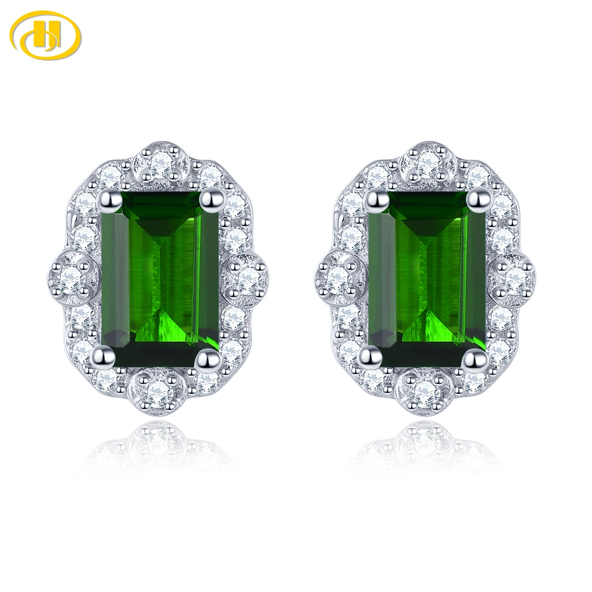 

Natural Chrome Diopside Solid Sterling Silver Stud Earring 1 Carat Genuine Gemstone Classic Fine Jewelry Design S925 Gifts