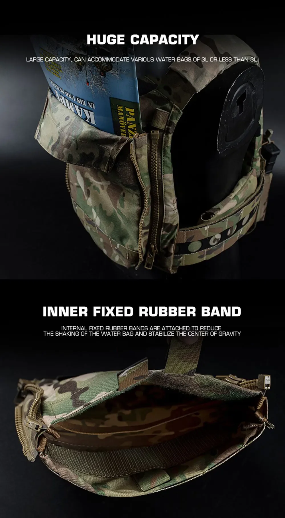 FCPC V5 Plattenträger Jagdweste Assault Back Panel Gear Wasserspeicher Allzweck Multi Fit Erweiterbare Tasche Airsoft-Ausrüstung – Detail 3