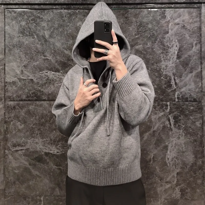 

Мужской вязаный свитер с капюшоном в американском стиле, свободный повседневный пуловер с длинными рукавами, модная осенне-зимняя верхняя одежда Haome