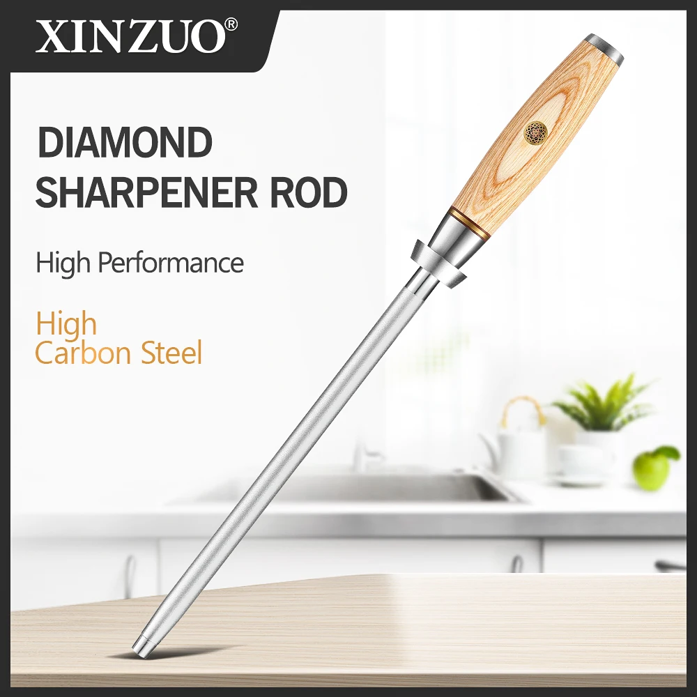 

XINZUO New Diamond Sharpener Rod Kitchen Honing Steel Knife Sharpening Carbon Steel Durable Stainless Steel Knife SharpTools