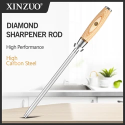 XINZUO New Diamond Sharpener Rod Kitchen Honing Steel Knife Sharpening Carbon Steel Durable Stainless Steel Knife SharpTools