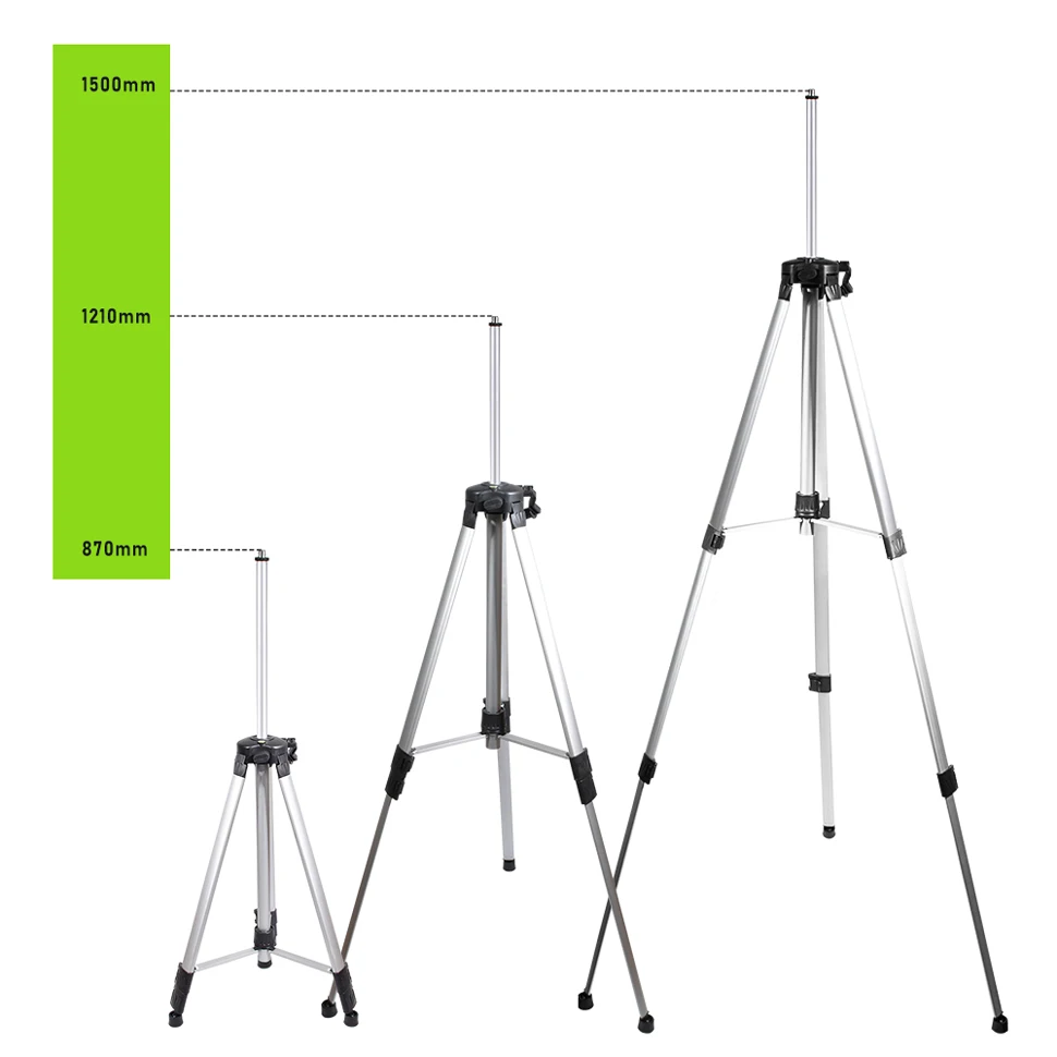 CLUBIONA Treppiede telescopico regolabile universale in alluminio da 1,5 m Testa inclinabile filettata 5/8,1/4 a sgancio rapido per fotocamera con livelli laser