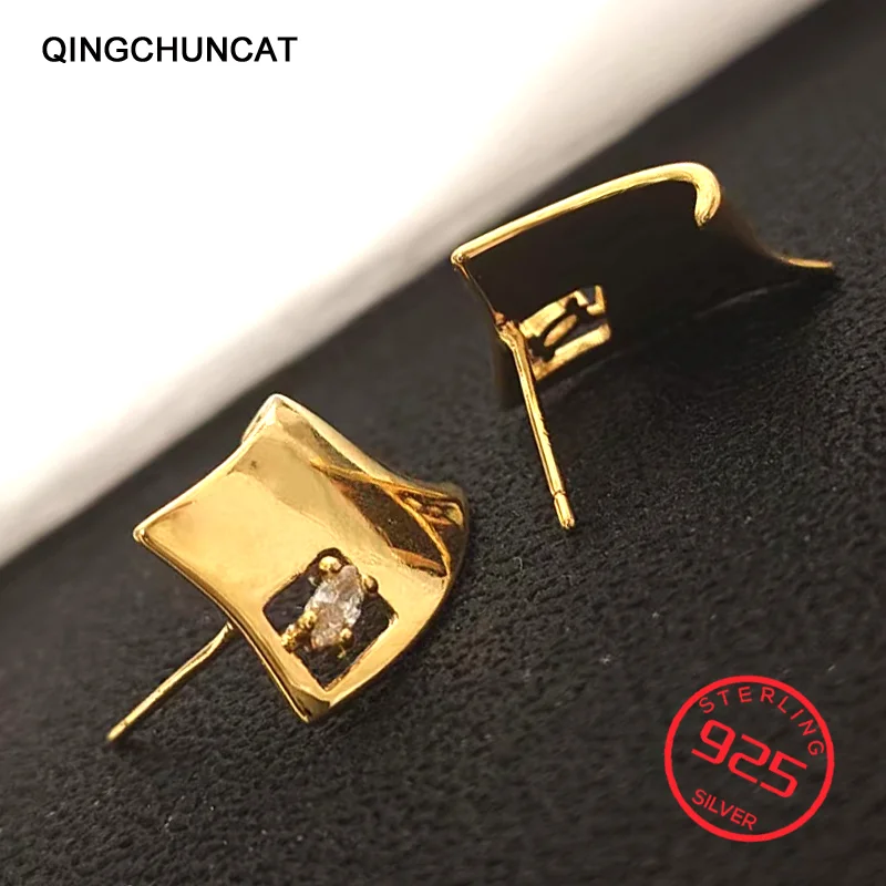 

simple French style cool style personality versatile high-end 925 Smooth geometric earrings women's light luxury earrings 2026