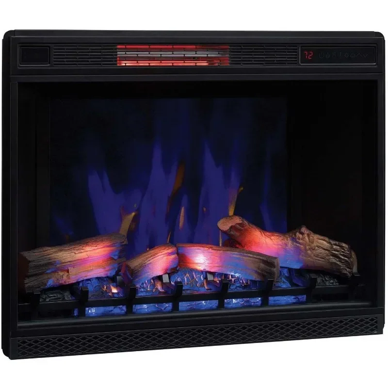 ClassicFlame 33" 3D Infrared Quartz Electric Fireplace Insert with Safer Plug and Safer Sensor, Black