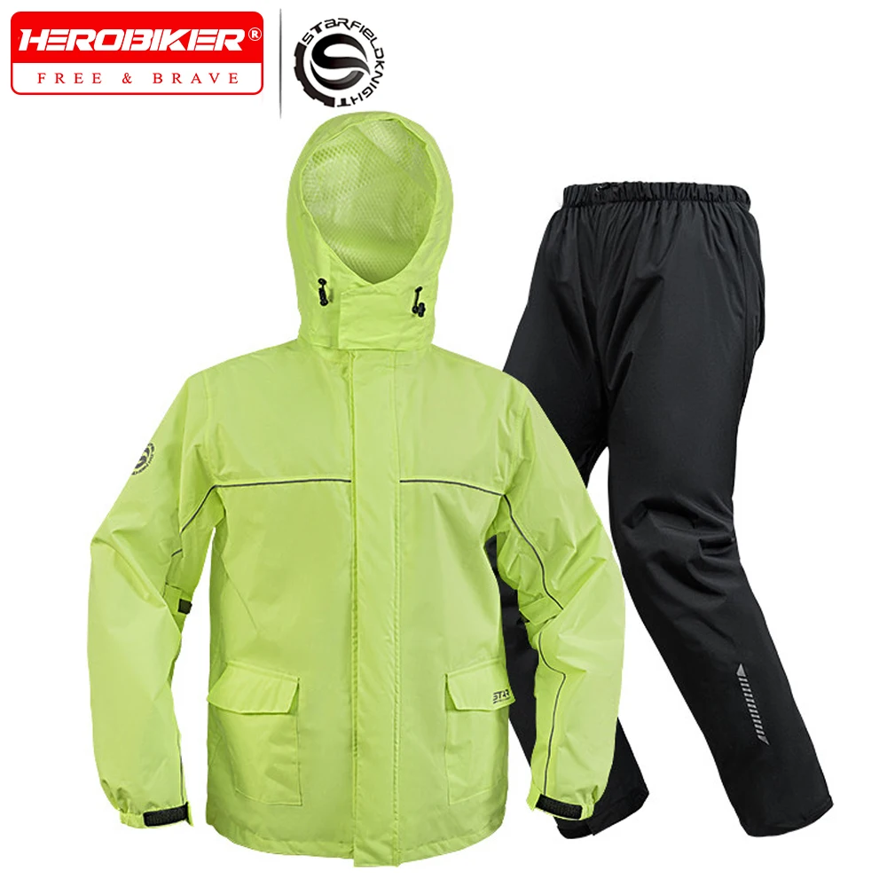 

Мотоциклетный дождевой костюм: водонепроницаемая куртка и брюки для езды, походов, рыбалки. Экипировка для мотоциклистов. Мужская и женская дождевая одежда для езды.