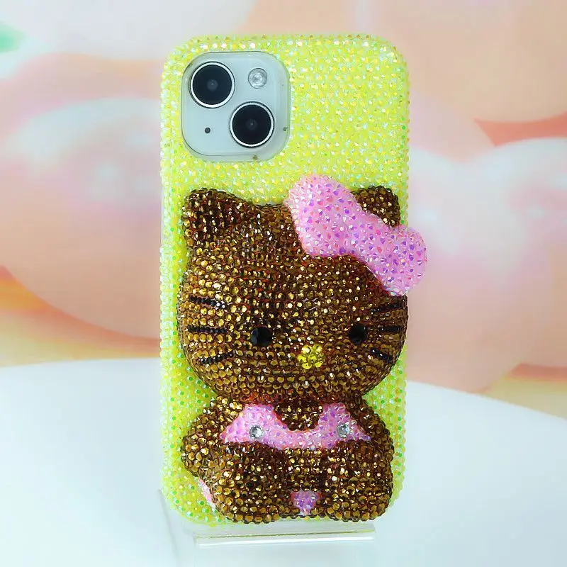

Kawaii Hello Kittys Rhinestone Bling Crystal Phone Case for Iphone 16 15 14 13 12 Pro Max Iphone 11 Xs Xr Protective Case Gift