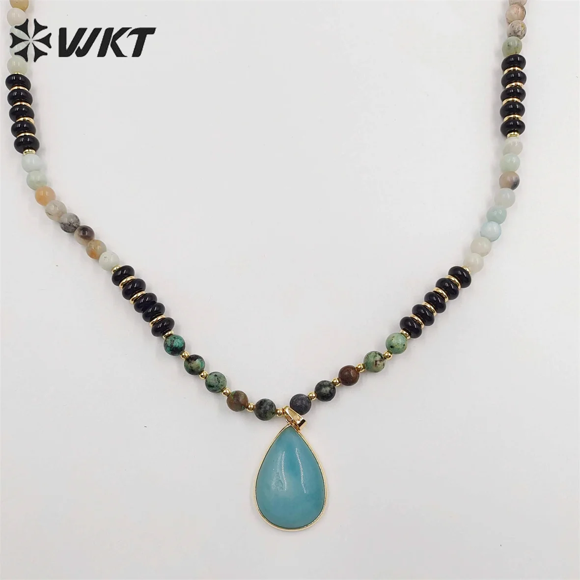 

WT-N1416 WKT 2023 Fine Style Amazonite Necklace Women Gift Party Luxury Hot Sale Beautiful Style Pendant 30 Inch