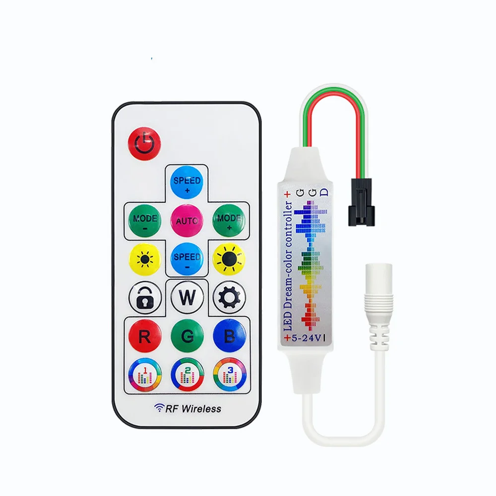 RF Wireless Led Dream Color Music RGB Strip Controller Dimmer 5-24v DC Head 2811 2812 2812B 2815 Full Color Strip Downlight