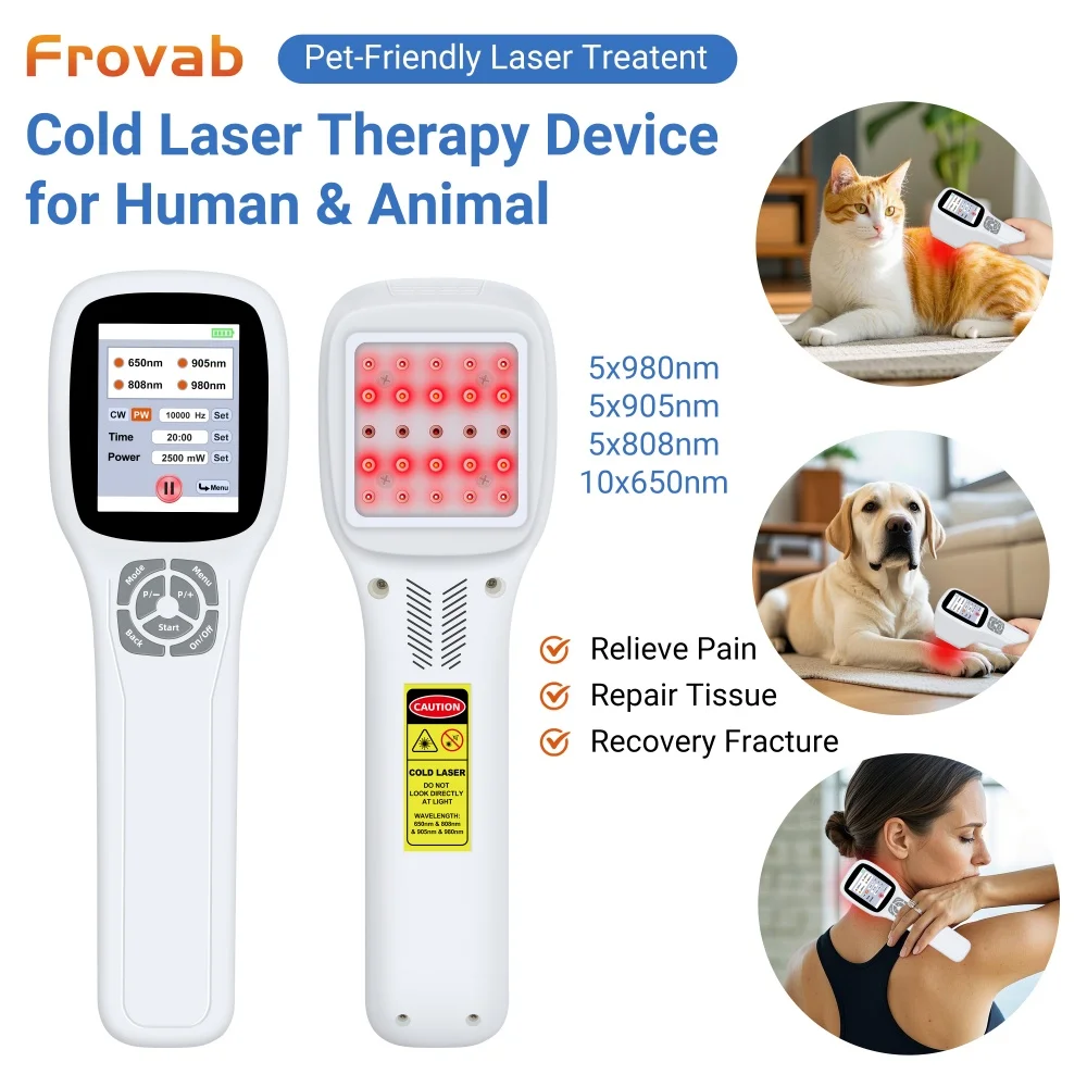 

Frovab Handheld Class 4 Cold Laser Therapy Device 25 Diodes Red Infrared Light LLLT Treatment for Osteoarthritis Nerve Pain