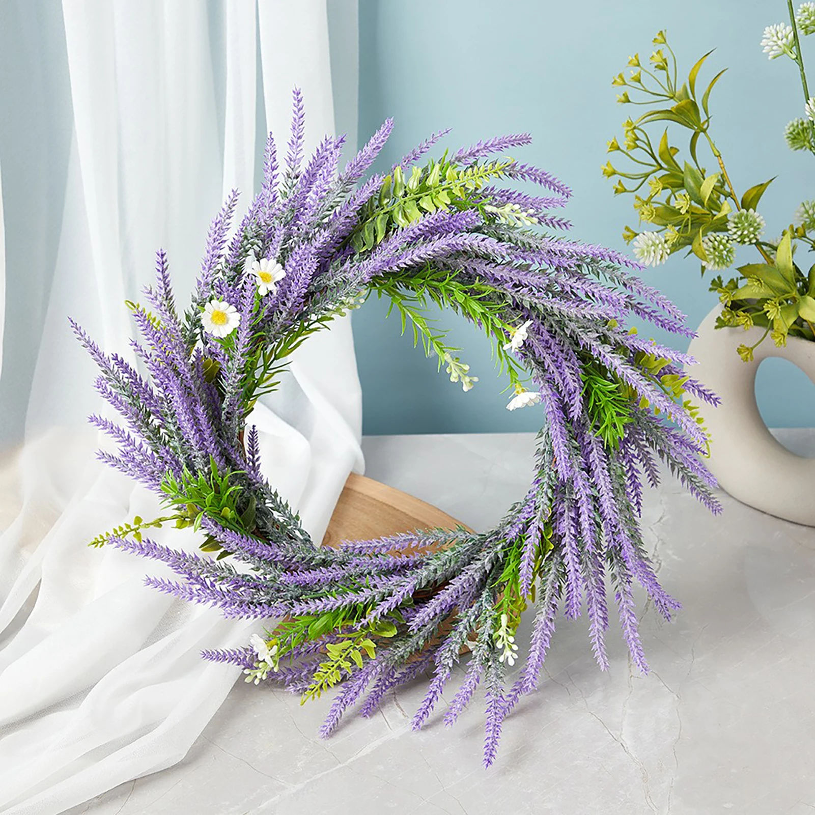 

Lavender Front Door Wreath 39cm Summer Fall Farmhouse Large Wreath With Green Leaves Spring Wreaths For Wall Party Home