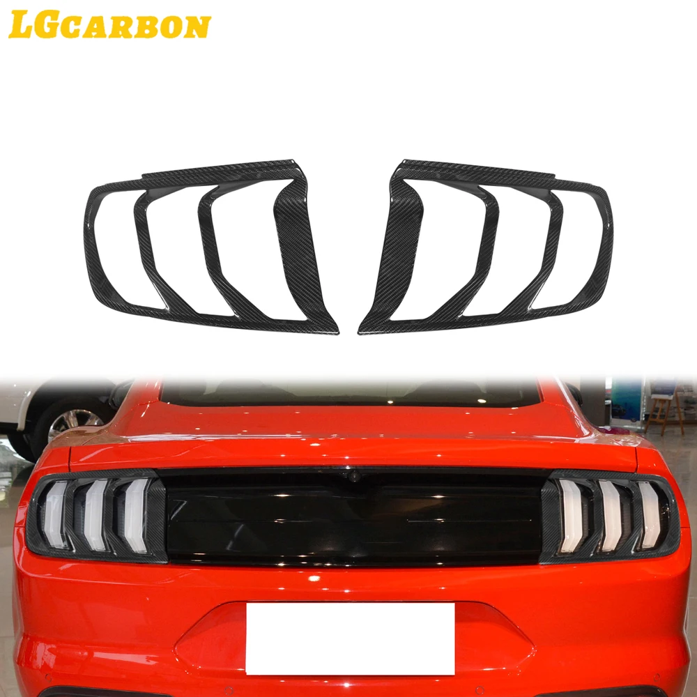 LGcarbon Fibra De Carbono Tail Light Trim, Lâmpada traseira Frame Case Capa para Ford Mustang 2014-2021, Decoração para amortecedor traseiro do carro