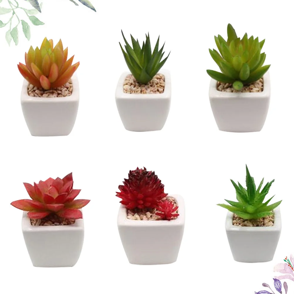 

1Set Micro Succulent Bonsai Ceramic Pot Mini Artificial Succulent Plant Decor Realistic Colors Suitable Gifts for Home