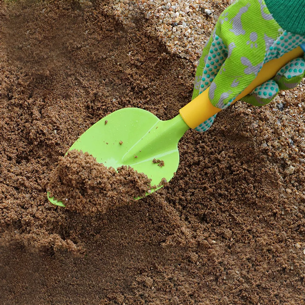 1Set Kids Garden Tools Set Child-Sized Planting Shovels and Rake Safe Blunt Edges Lightweight Design for Sand Beach Or Yard