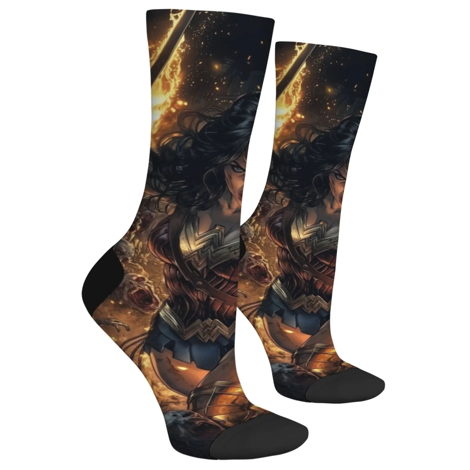 Retro Anime Justice Heroine Fun Socks Novelty Hip Hop Harajuku Compression Socks Unisex Casual Comfortable Sports Socks Gift