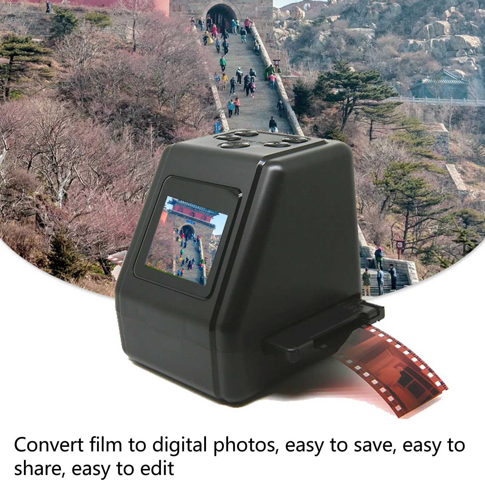 Film Scanner 2in Screen Slide Scanner Convert 135 126 110 8mm Slides to 22MP JPG Digital Photo Negative Scanner